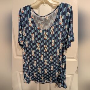 LuLaRoe Blue Geometric Olaf Perfect Tee